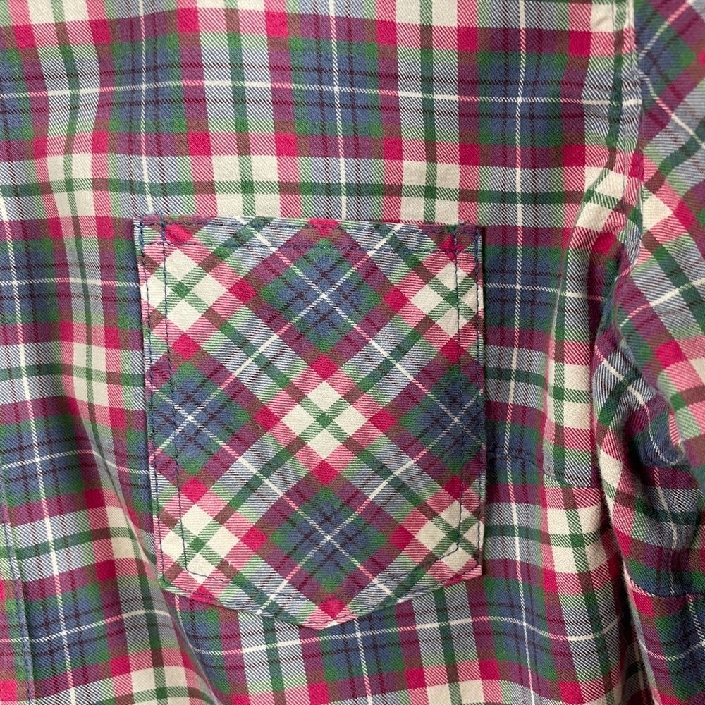 Boden Plaid Button Up Long Sleeve Shirt - Women’s 10 Blue, pink, green, & white - Picture 6 of 10